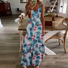 Women Dress Summer 2020 Casual Sleeveless Retro Halter Solid Beach Long Dress Round Neck Sling Fashion Beach Clothes Plus Size