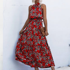Summer Elegant Sexy beach long Dress Women 2020 Fashion Print Flowers Polka-dot strap Ladies Halter boho dress women vestidos